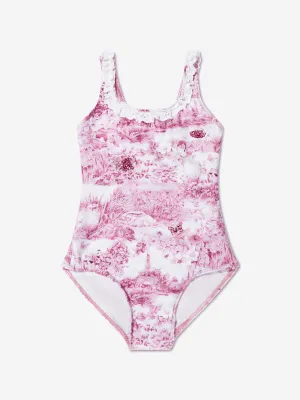 Selini Action Girls Toile de Jouy Swimsuit in Pink