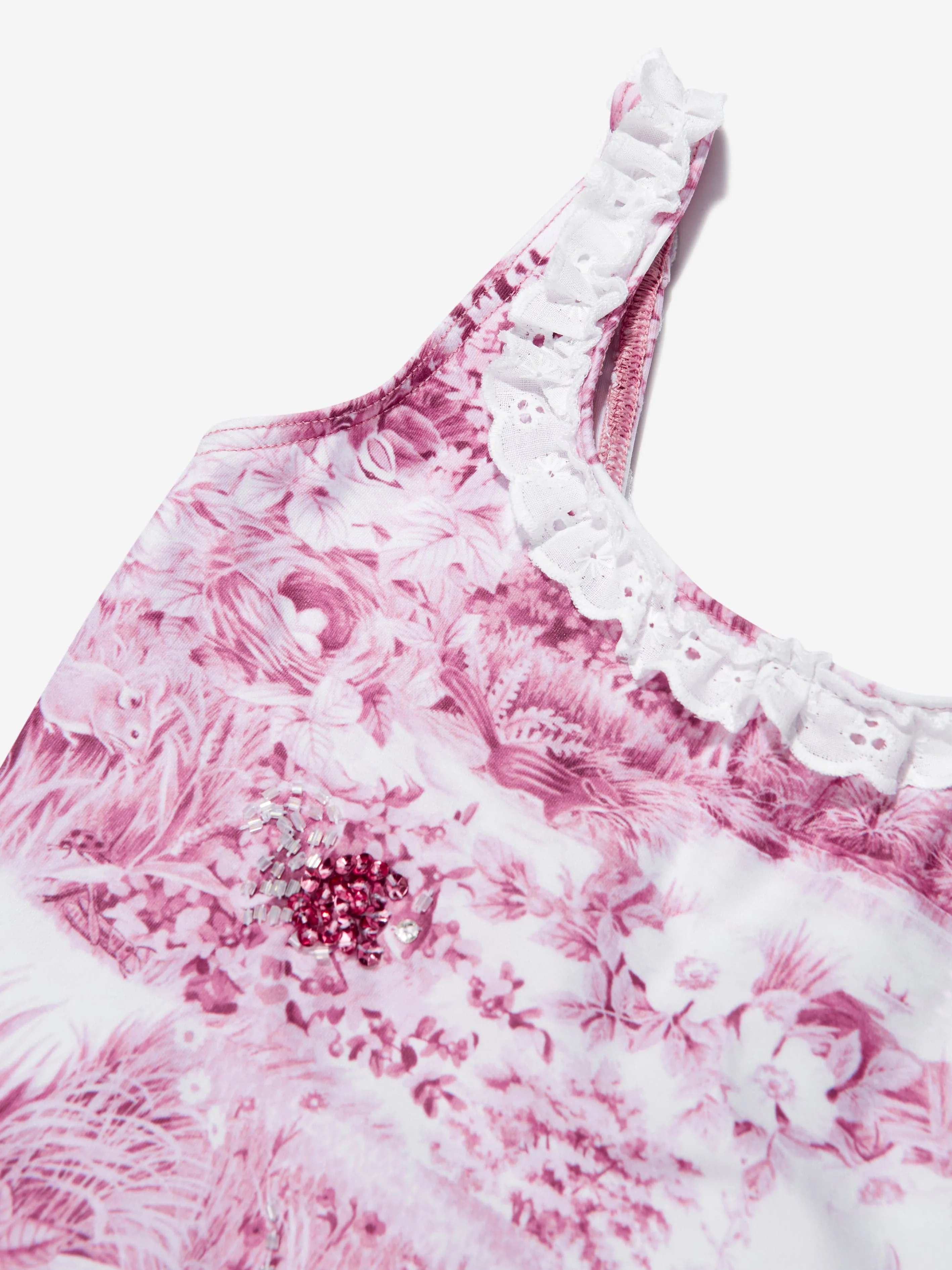 Selini Action Girls Toile de Jouy Swimsuit in Pink