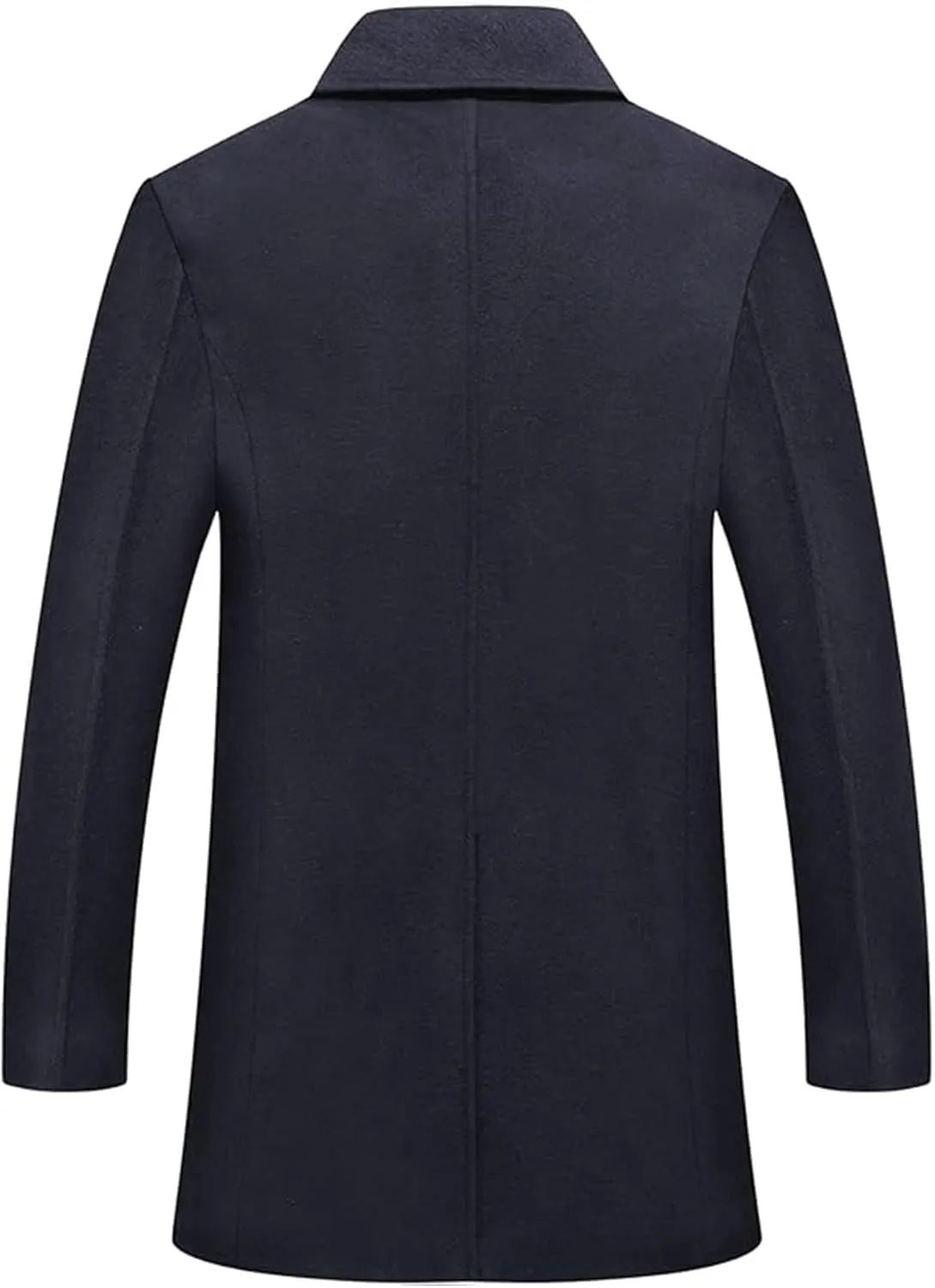 SEMATOMALA Men's Classic Notched Collar Double Breasted Formal Business Work Wool Blend Pea Coat