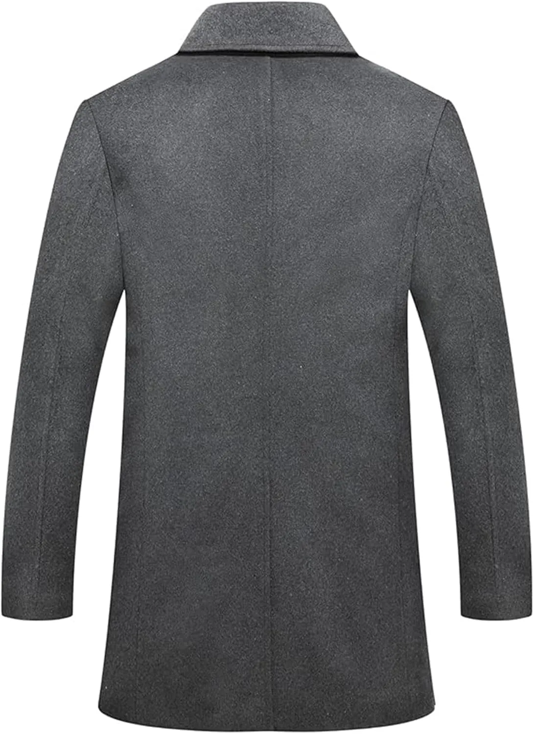 SEMATOMALA Men's Classic Notched Collar Double Breasted Formal Business Work Wool Blend Pea Coat