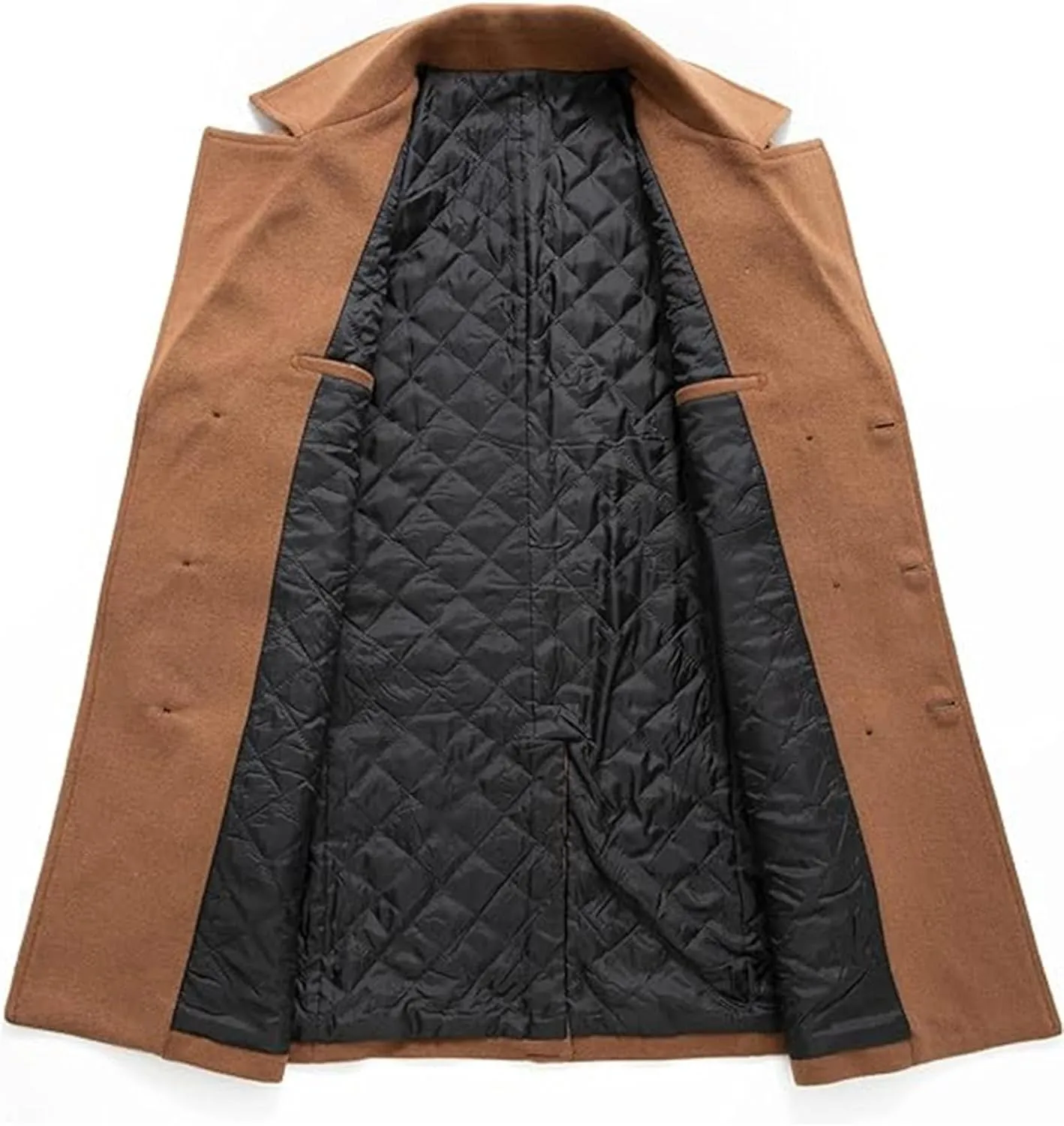 SEMATOMALA Men's Classic Notched Collar Double Breasted Formal Business Work Wool Blend Pea Coat