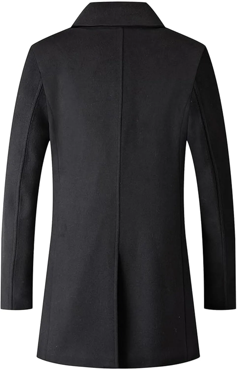 SEMATOMALA Men's Classic Notched Collar Double Breasted Formal Business Work Wool Blend Pea Coat