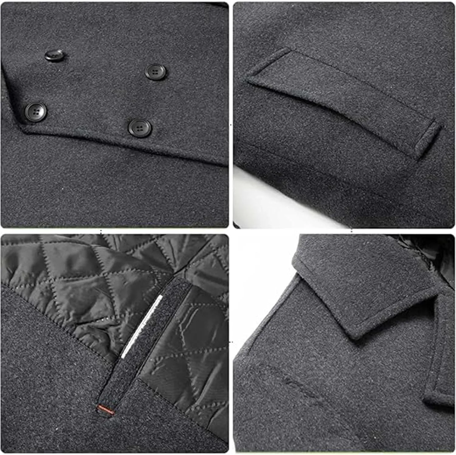 SEMATOMALA Men's Classic Notched Collar Double Breasted Formal Business Work Wool Blend Pea Coat