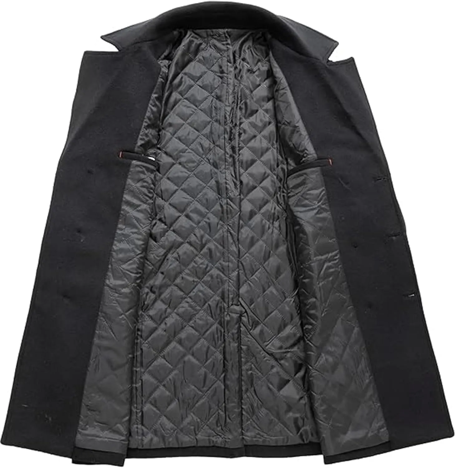 SEMATOMALA Men's Classic Notched Collar Double Breasted Formal Business Work Wool Blend Pea Coat