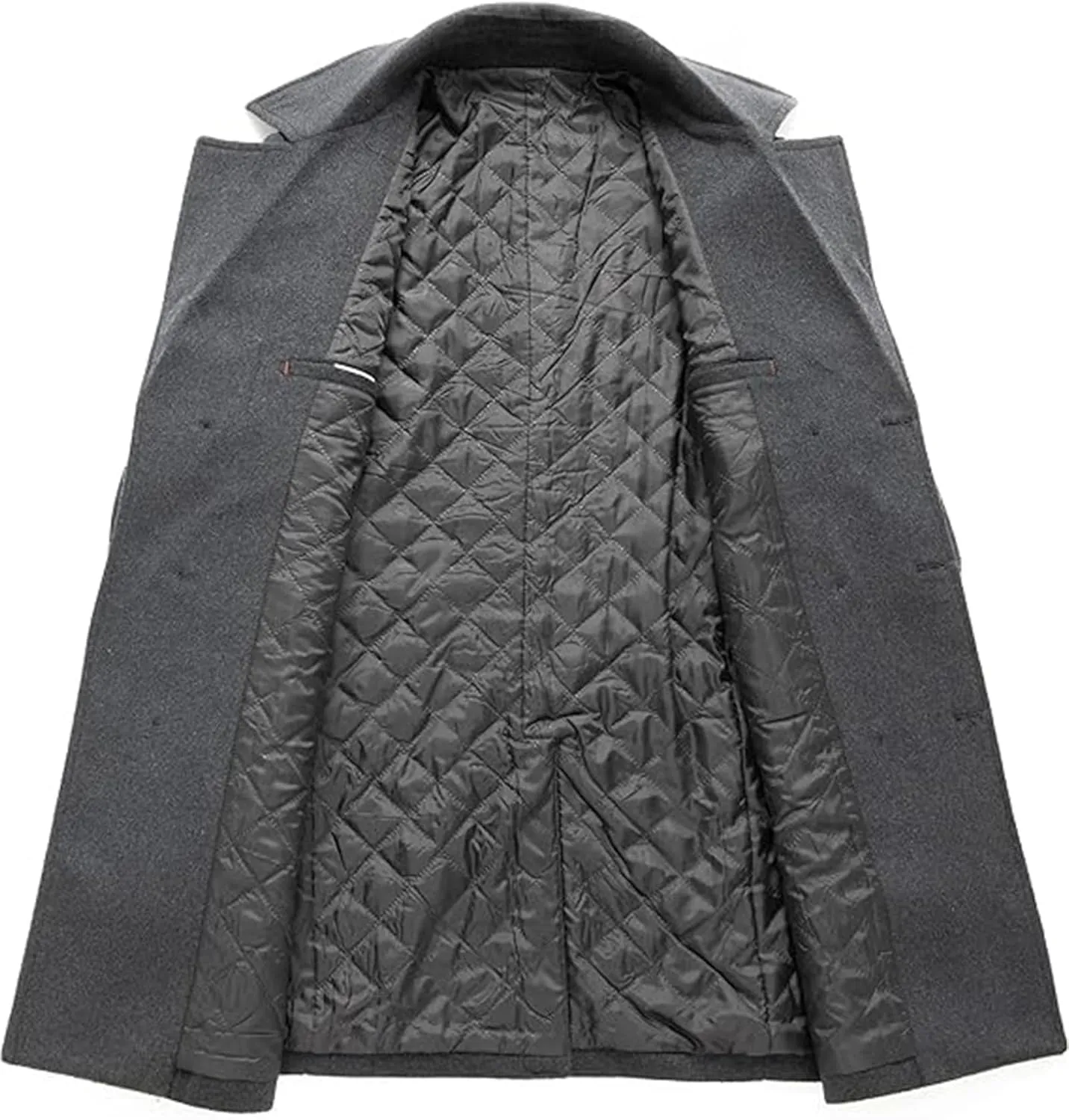 SEMATOMALA Men's Classic Notched Collar Double Breasted Formal Business Work Wool Blend Pea Coat