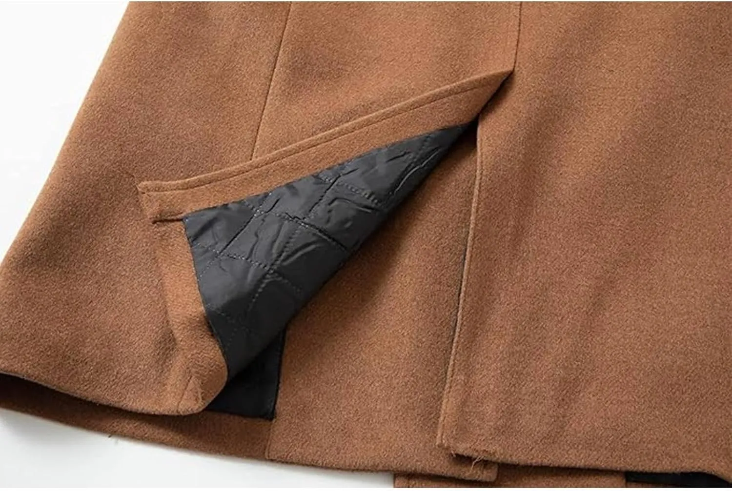 SEMATOMALA Men's Classic Notched Collar Double Breasted Formal Business Work Wool Blend Pea Coat