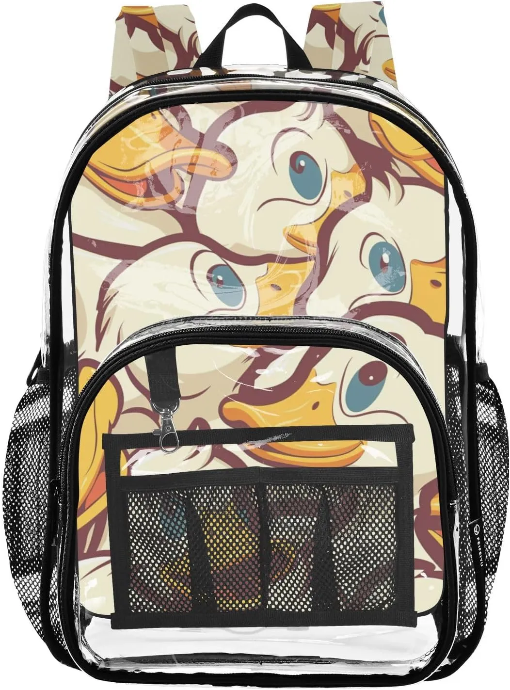 senya Transparent School Bag Adorable Ducks Travel Backpack With Water-Resistant PVC Plastic Clear Bagpack