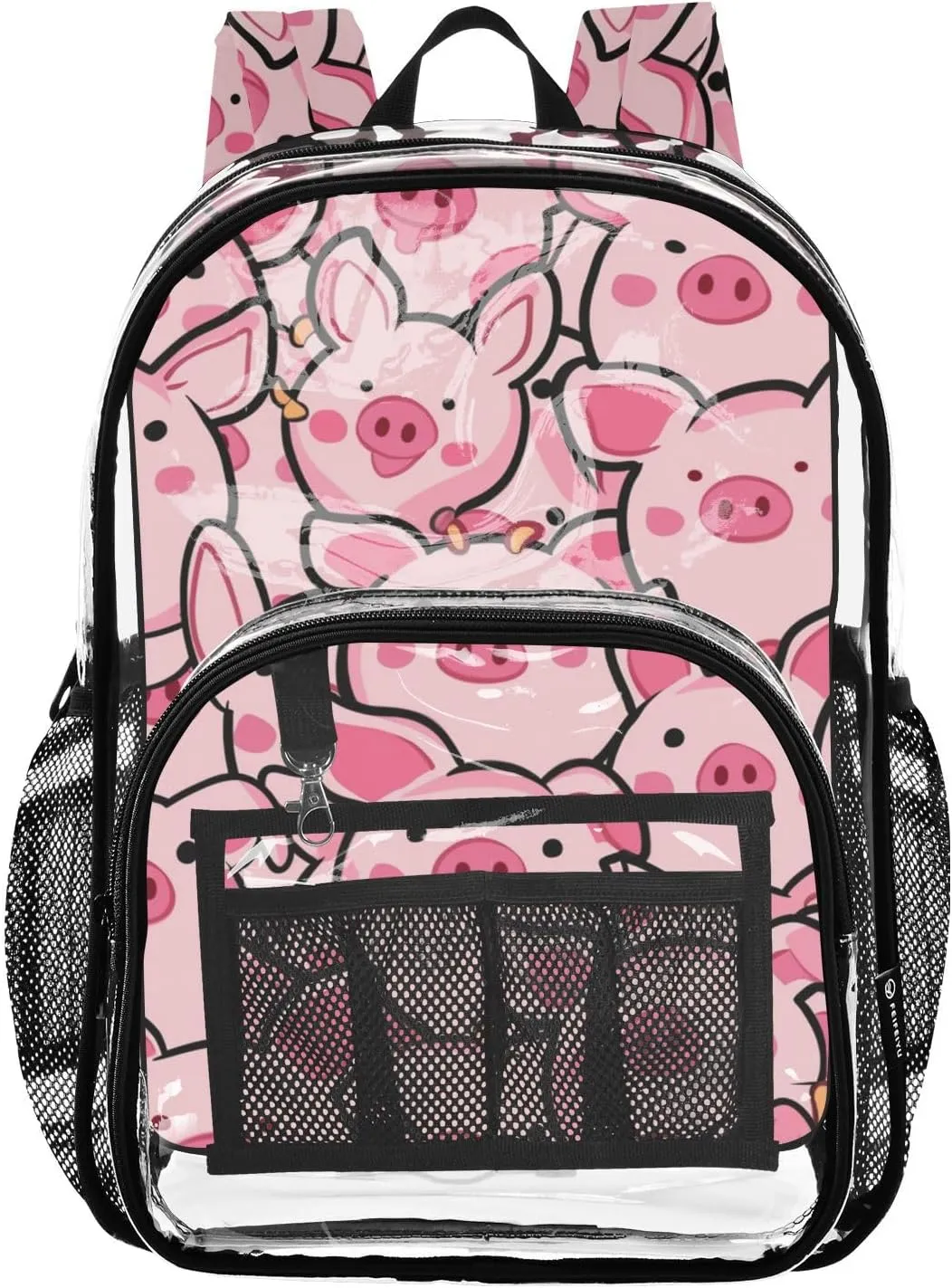 senya Transparent School Bag Adorable Pigs Travel Backpack With Water-Resistant PVC Plastic Clear Bagpack