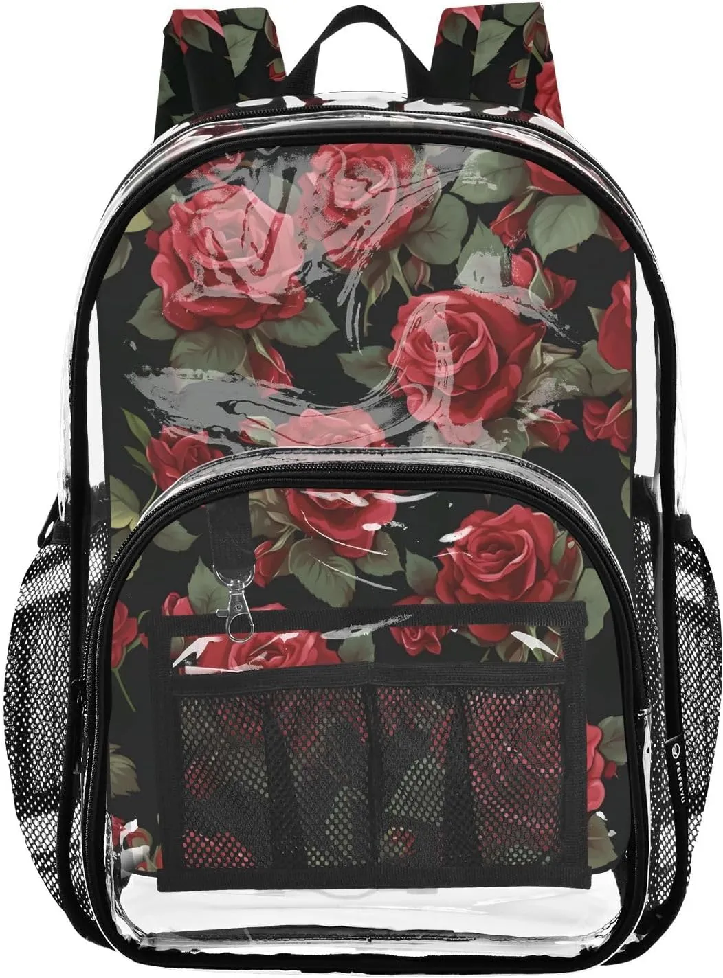 senya Transparent School Bag Budding Roses Travel Backpack With Water-Resistant PVC Plastic Clear Bagpack