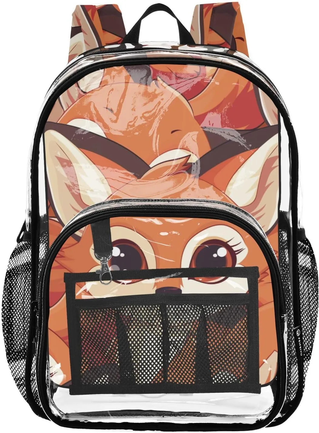 senya Transparent School Bag Charming Foxes Travel Backpack With Water-Resistant PVC Plastic Clear Bagpack