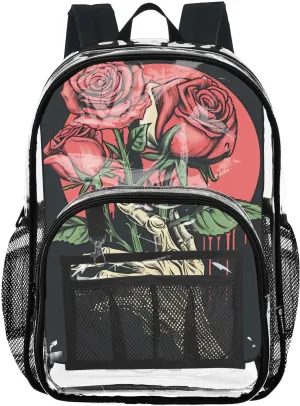 senya Transparent School Bag Dry Roses Travel Backpack With Water-Resistant PVC Plastic Clear Bagpack
