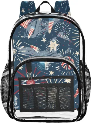 senya Transparent School Bag Fireworks Celebration Travel Backpack With Water-Resistant PVC Plastic Clear Bagpack