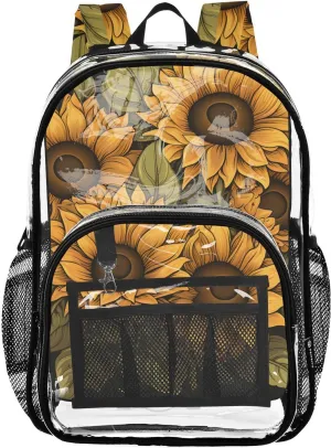 senya Transparent School Bag Fragrant Sunflowers Travel Backpack With Water-Resistant PVC Plastic Clear Bagpack