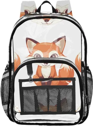 senya Transparent School Bag Friendly Foxes Travel Backpack With Water-Resistant PVC Plastic Clear Bagpack
