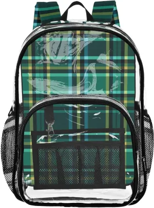 senya Transparent School Bag Green Rectangle Travel Backpack With Water-Resistant PVC Plastic Clear Bagpack