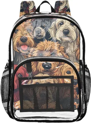 senya Transparent School Bag Innocent Dogs Travel Backpack With Water-Resistant PVC Plastic Clear Bagpack