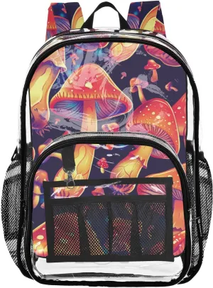 senya Transparent School Bag Laser Mushrooms Travel Backpack With Water-Resistant PVC Plastic Clear Bagpack