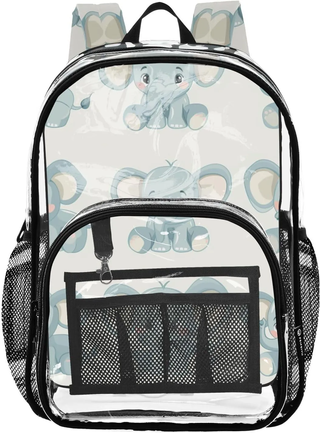 senya Transparent School Bag Naughty Elephants Travel Backpack With Water-Resistant PVC Plastic Clear Bagpack