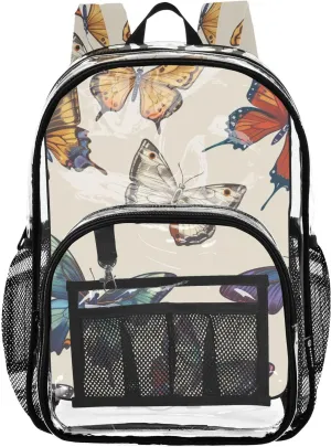 senya Transparent School Bag Pattern Butterflies Travel Backpack With Water-Resistant PVC Plastic Clear Bagpack