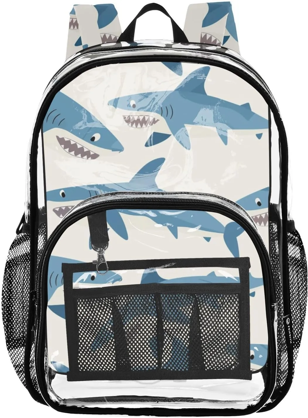 senya Transparent School Bag Sharks Swimming Travel Backpack With Water-Resistant PVC Plastic Clear Bagpack