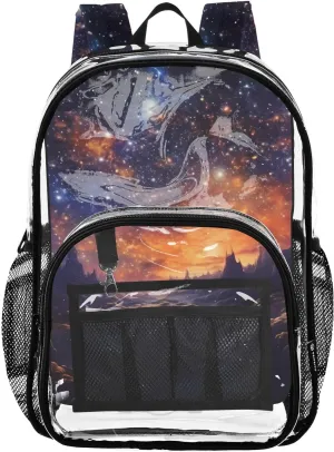 senya Transparent School Bag Sparkling Stars Travel Backpack With Water-Resistant PVC Plastic Clear Bagpack