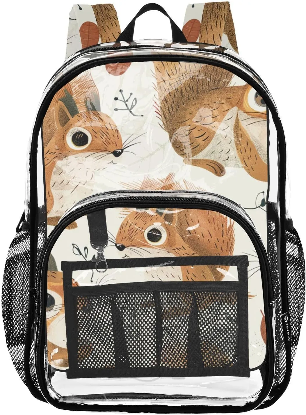 senya Transparent School Bag Spotted Squirrels Travel Backpack With Water-Resistant PVC Plastic Clear Bagpack