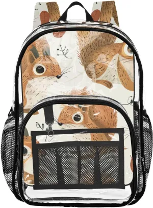 senya Transparent School Bag Spotted Squirrels Travel Backpack With Water-Resistant PVC Plastic Clear Bagpack