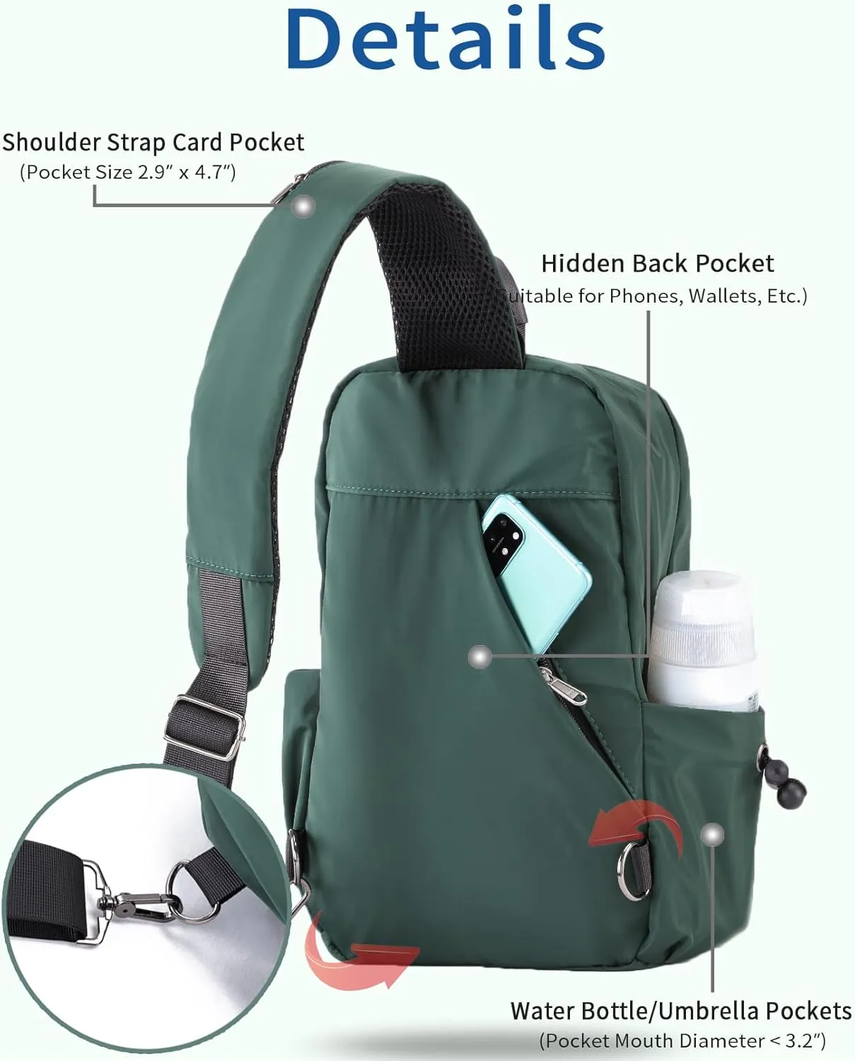 Seoky Rop Men Women Sling Bag Backpack Lightweight Water Resistant Shoulder Crossbody Bags for Travel