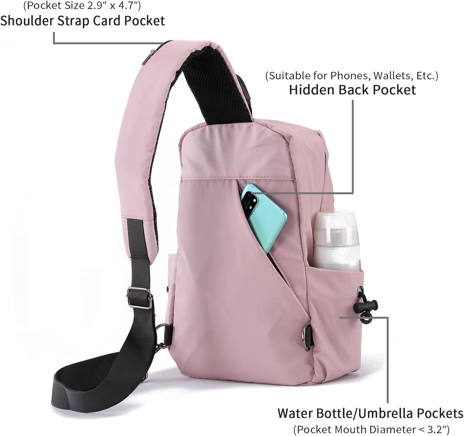 Seoky Rop Men Women Sling Bag Backpack Lightweight Water Resistant Shoulder Crossbody Bags for Travel