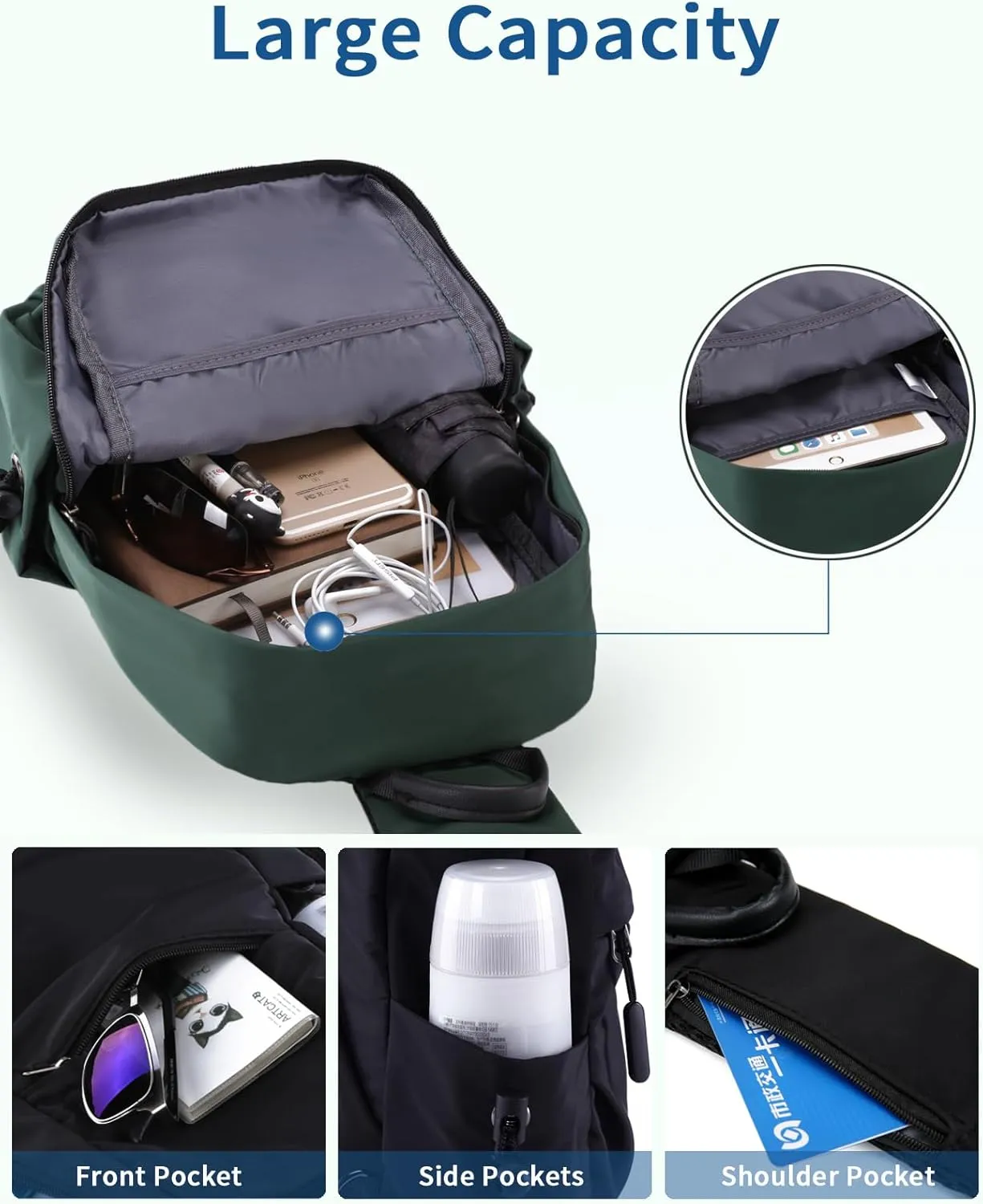 Seoky Rop Men Women Sling Bag Backpack Lightweight Water Resistant Shoulder Crossbody Bags for Travel