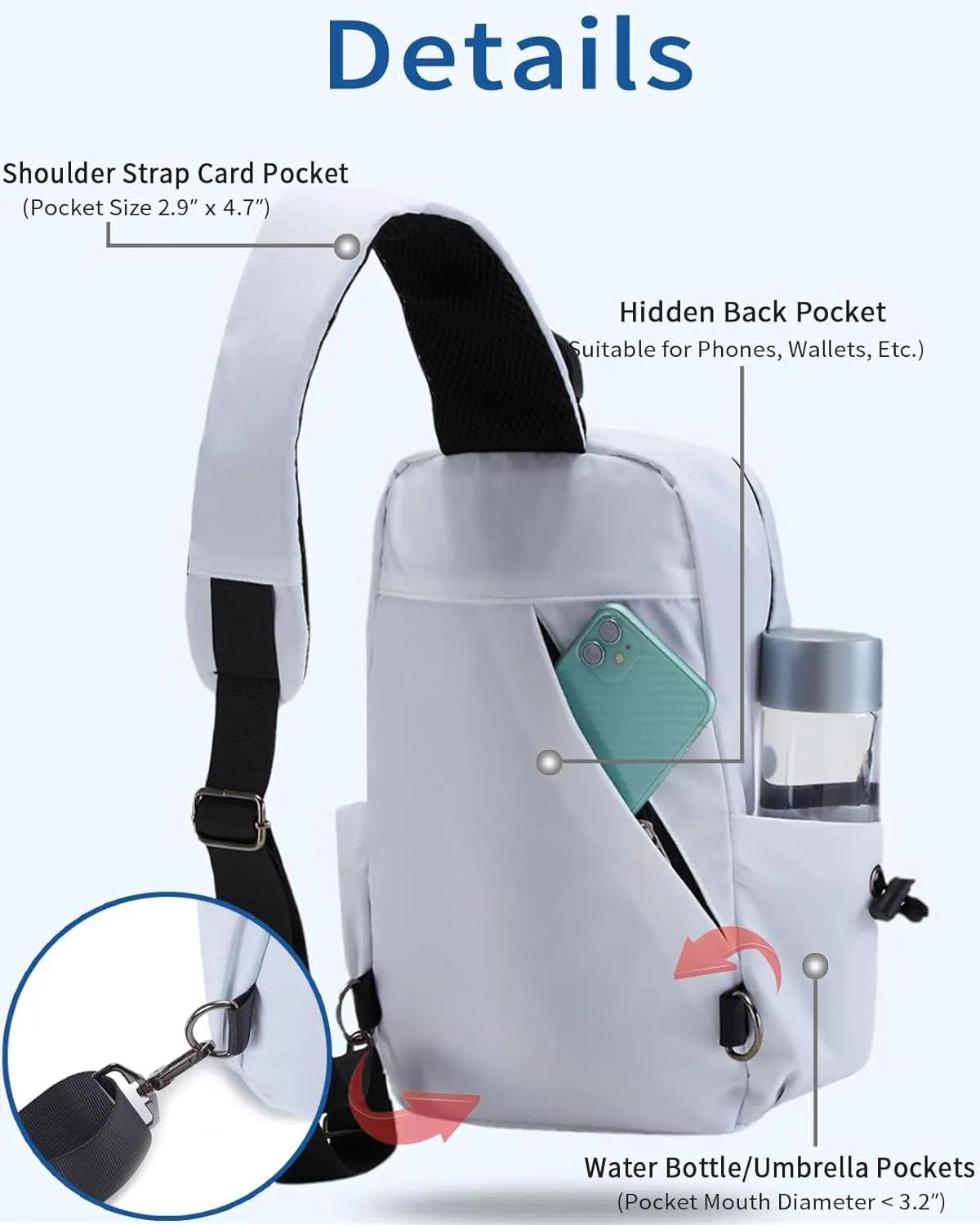 Seoky Rop Men Women Sling Bag Backpack Lightweight Water Resistant Shoulder Crossbody Bags for Travel