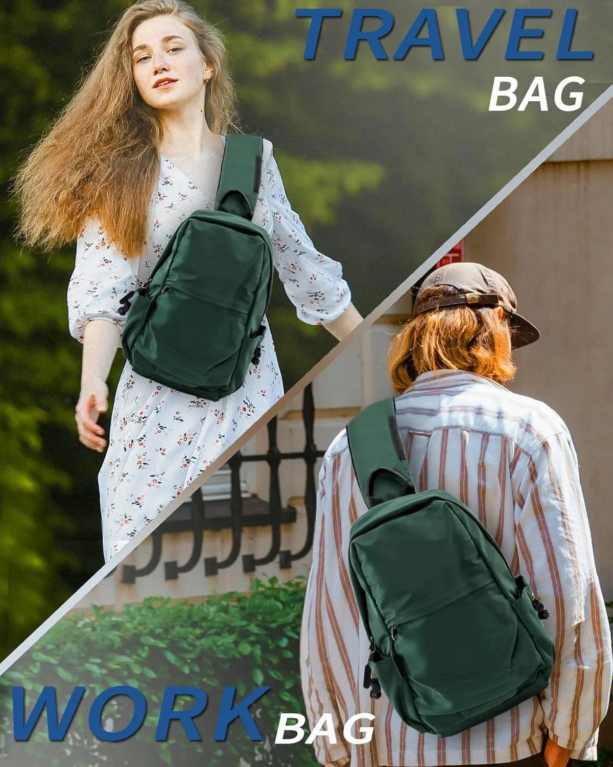 Seoky Rop Men Women Sling Bag Backpack Lightweight Water Resistant Shoulder Crossbody Bags for Travel