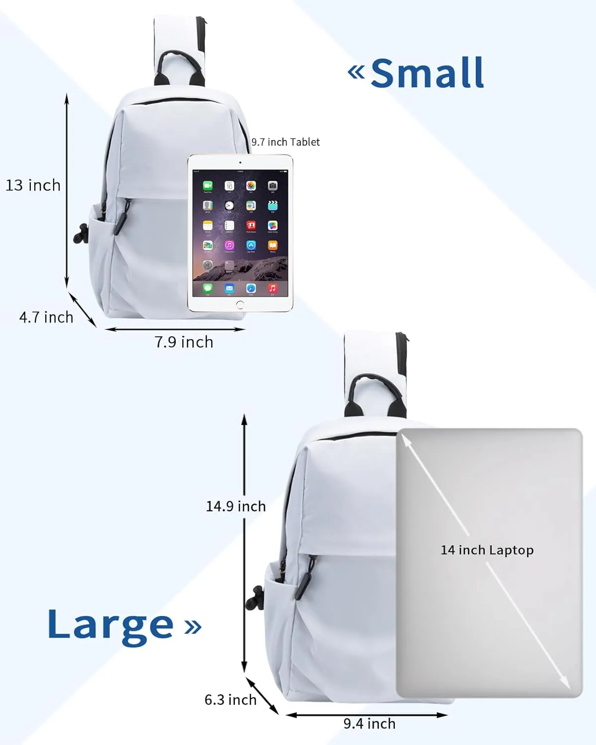 Seoky Rop Men Women Sling Bag Backpack Lightweight Water Resistant Shoulder Crossbody Bags for Travel