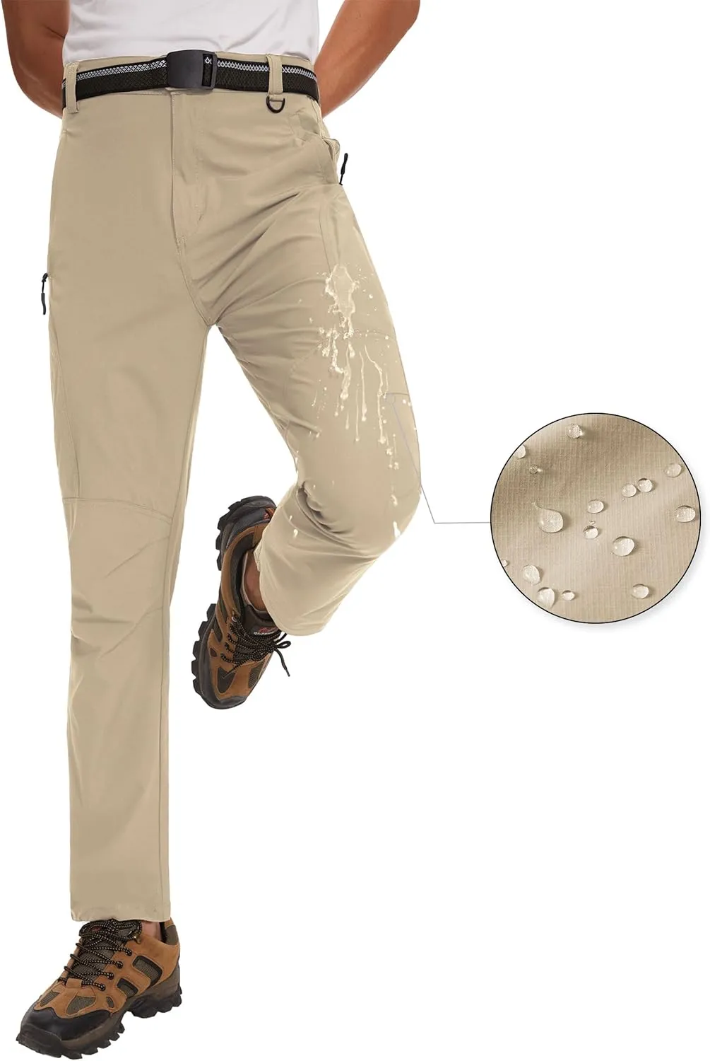 SEVEGO 30"/32"/34"/36" Inseam Men's Tall Hiking Pants Quick Dry Outdoor Waterproof Fishing Cargo Pants with Belt 5 Pockets