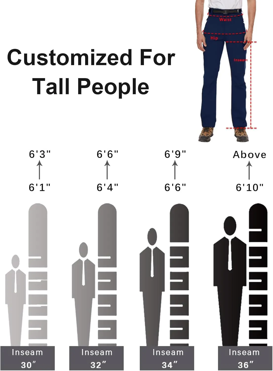 SEVEGO 30"/32"/34"/36" Inseam Men's Tall Hiking Pants Quick Dry Outdoor Waterproof Fishing Cargo Pants with Belt 5 Pockets