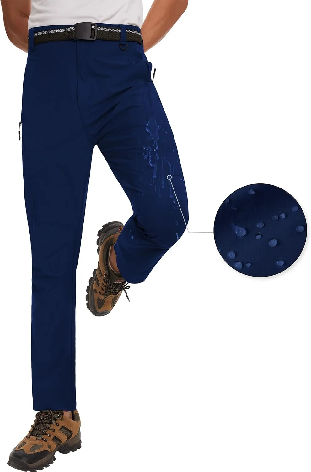SEVEGO 30"/32"/34"/36" Inseam Men's Tall Hiking Pants Quick Dry Outdoor Waterproof Fishing Cargo Pants with Belt 5 Pockets