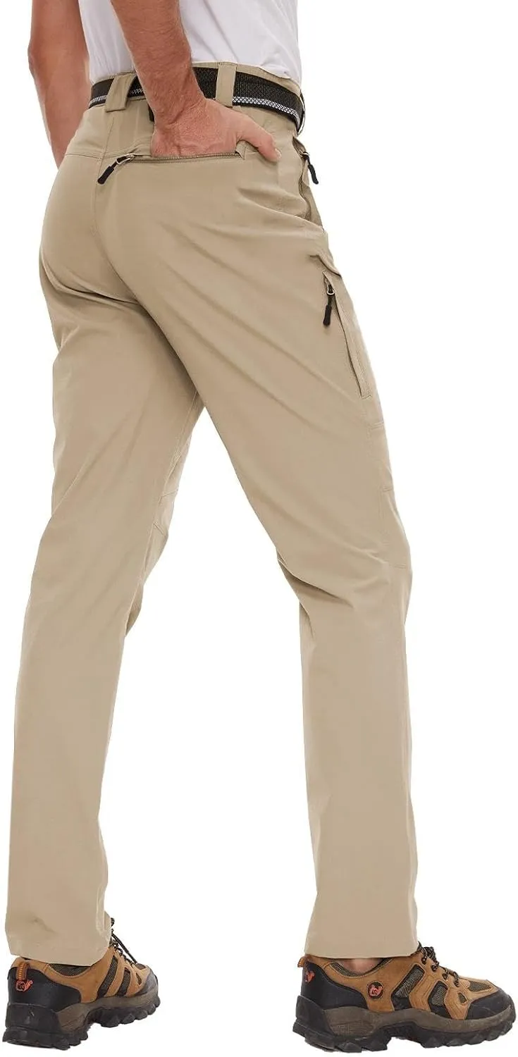 SEVEGO 30"/32"/34"/36" Inseam Men's Tall Hiking Pants Quick Dry Outdoor Waterproof Fishing Cargo Pants with Belt 5 Pockets