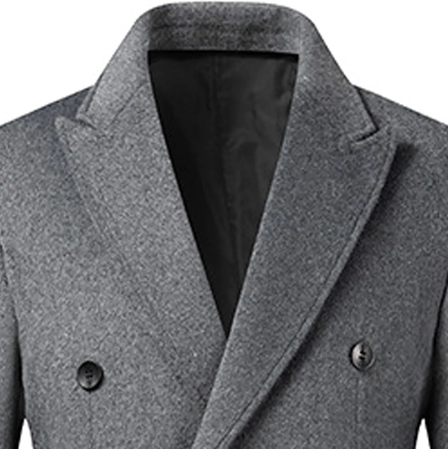 Sexyshine Mens Full Length Wool Trench Coat Notched Lapel Double Breasted Long Overcoat Windbreaker Pea Coat Jacket