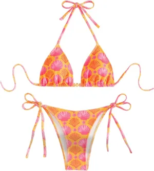 SHENHE Women's Halter Tie Side Triangle Bikini Set High Cut 2 Piece Bikini Swimsuit Bathing Suit