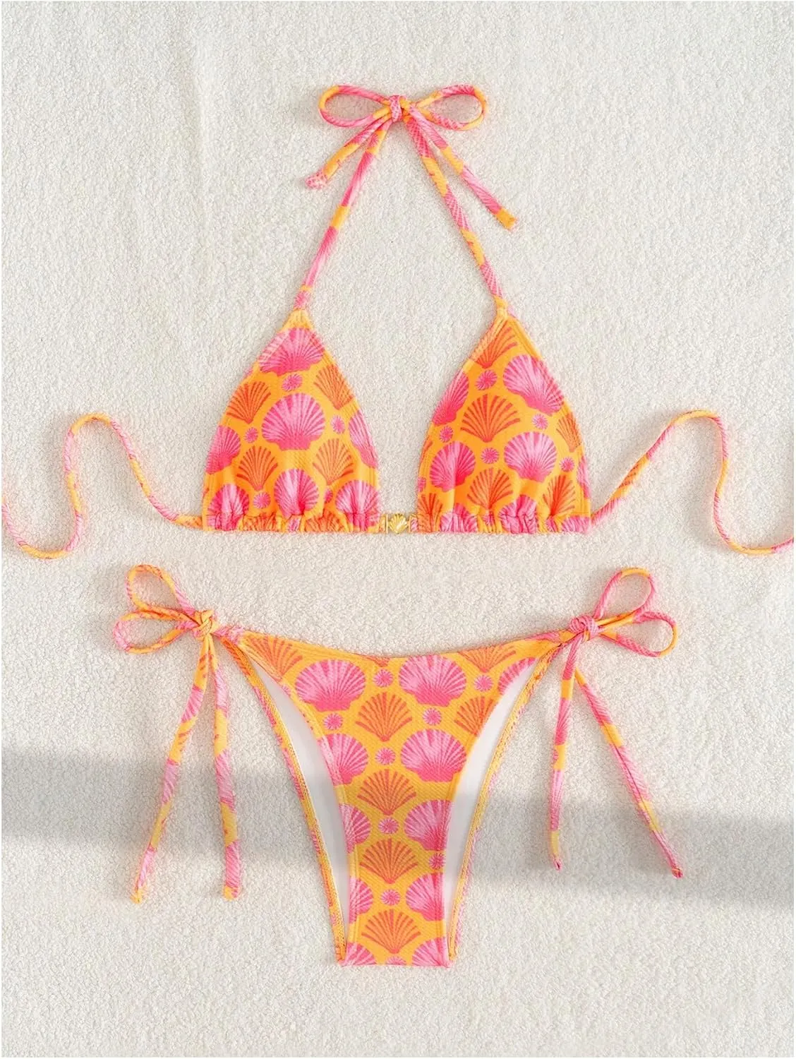 SHENHE Women's Halter Tie Side Triangle Bikini Set High Cut 2 Piece Bikini Swimsuit Bathing Suit