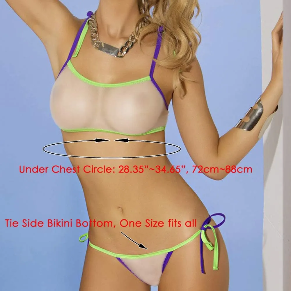 SHERRYLO Sheer Micro Bikini See Through Extreme Bikinis Slutty Thong Bathing Suit for Women Sexy Exotic See Thru Swimsuit