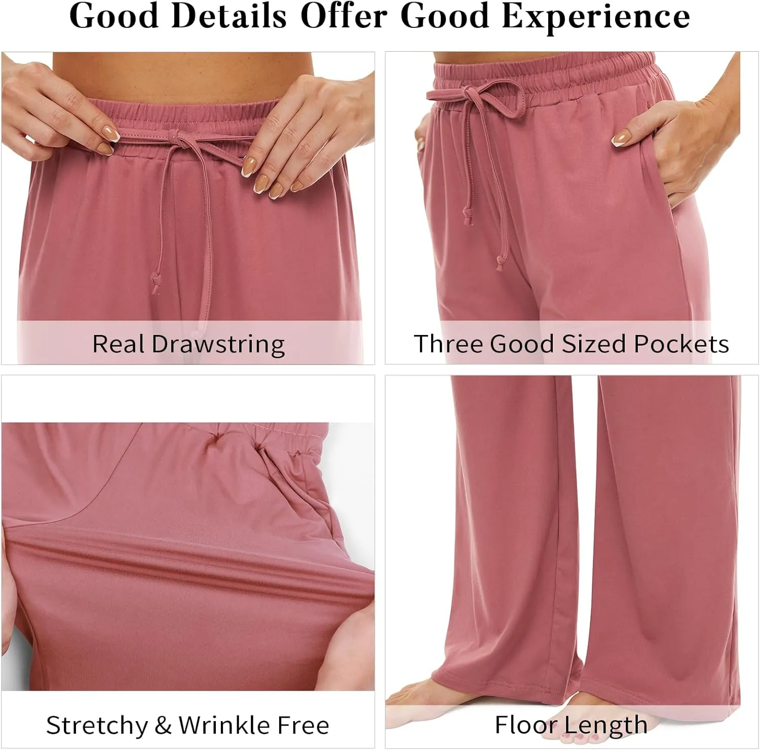 SICVEK Womens Yoga Lounge Sweatpants Wide Leg Pants Elastic Waist Drawstring Causal Athletic Long Pants with 3 Pockets