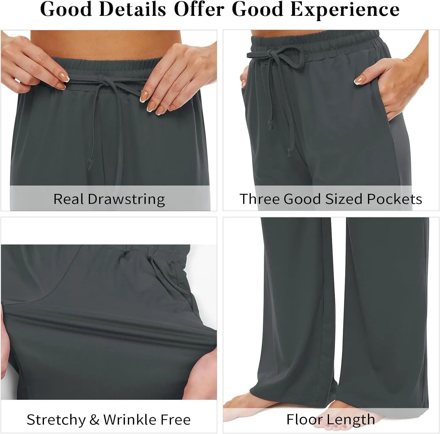 SICVEK Womens Yoga Lounge Sweatpants Wide Leg Pants Elastic Waist Drawstring Causal Athletic Long Pants with 3 Pockets