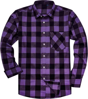 siliteelon Men's Long Sleeve Casual Plaid Flannel Shirt