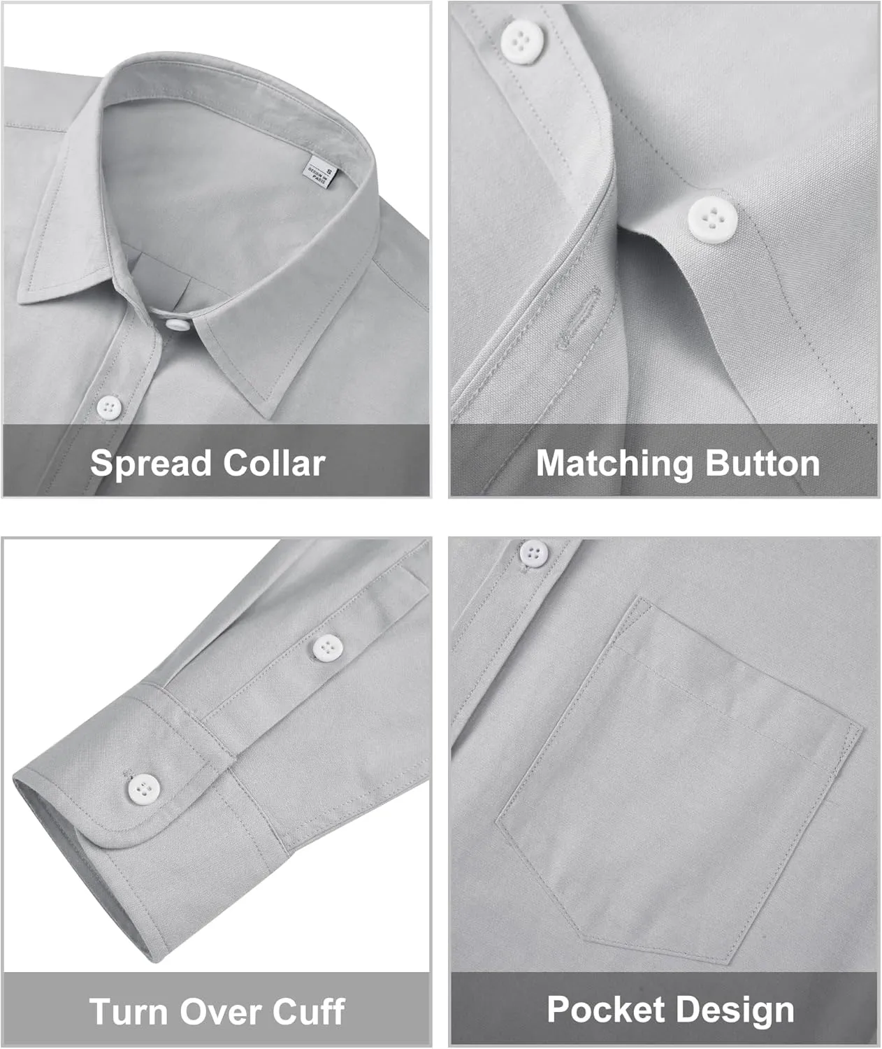 siliteelon Womens Button Down Shirts Long Sleeve Collared Office Work Blouses Tops with Pocket Oxford Shirts