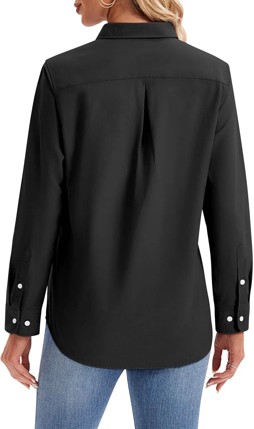 siliteelon Womens Button Down Shirts Long Sleeve Collared Office Work Blouses Tops with Pocket Oxford Shirts