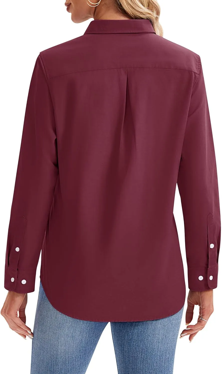 siliteelon Womens Button Down Shirts Long Sleeve Collared Office Work Blouses Tops with Pocket Oxford Shirts
