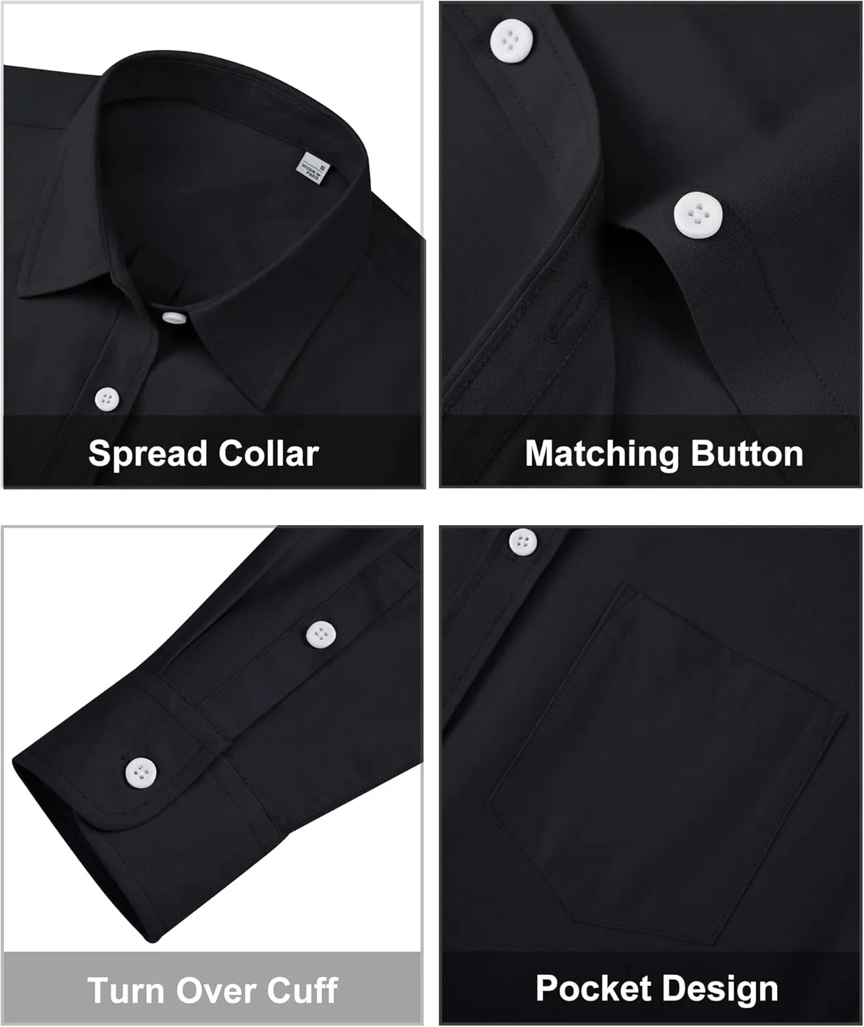 siliteelon Womens Button Down Shirts Long Sleeve Collared Office Work Blouses Tops with Pocket Oxford Shirts