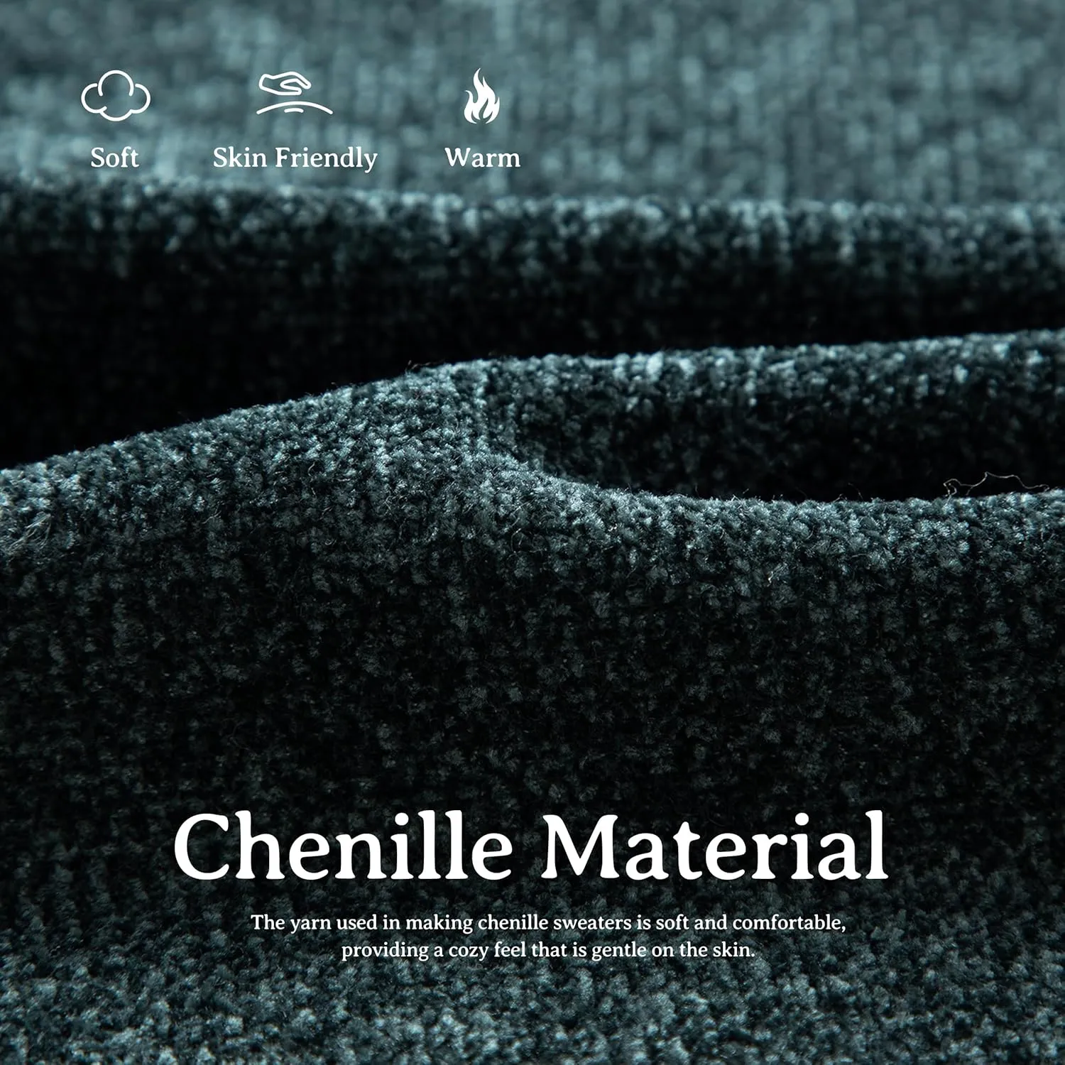 Simple&Opulence Women's Chenille Sweater Crewneck Long Sleeve Pullover Ribbed Cuff Hem Round Neck Jumper Tops