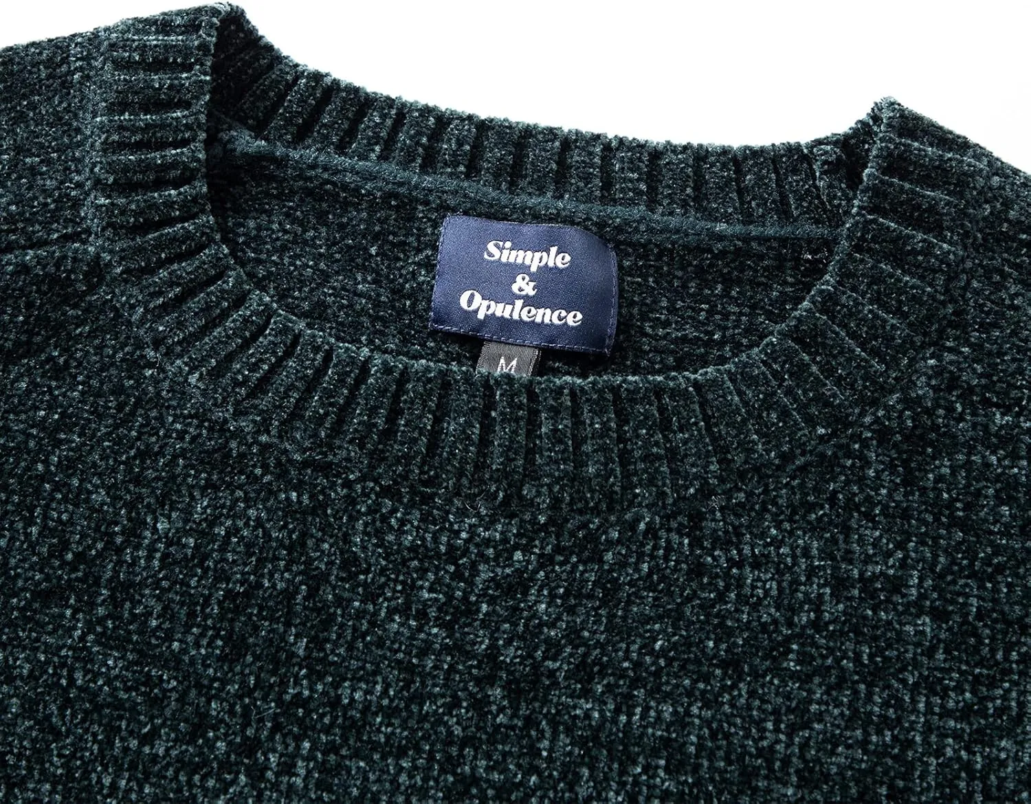 Simple&Opulence Women's Chenille Sweater Crewneck Long Sleeve Pullover Ribbed Cuff Hem Round Neck Jumper Tops